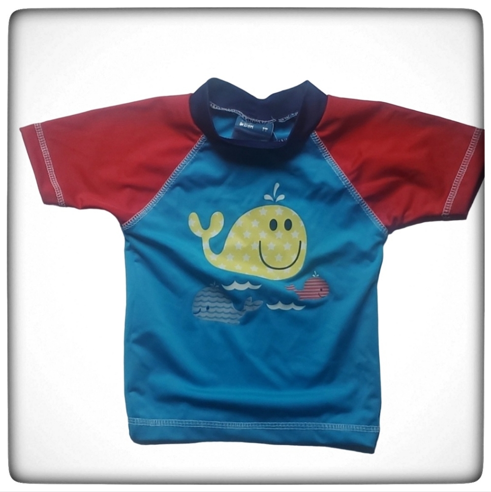 Lily & Dan Whale Summer Swim Rash Guard Shortsleeve Top-2T
